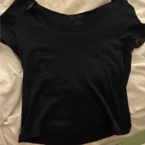 Brandy Melville Black Scoop Neck Short Sleeve Top